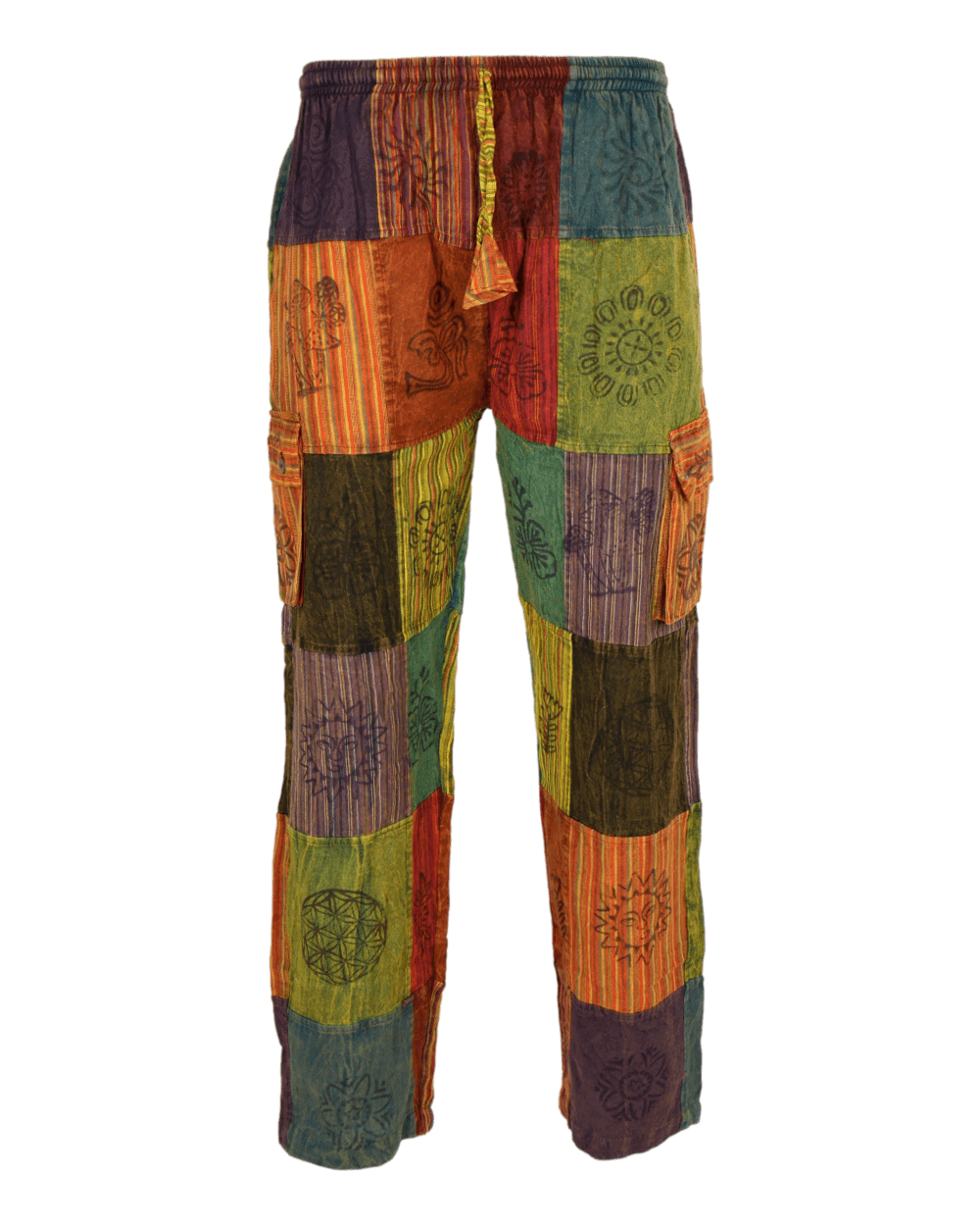 Green Goblin Patchwork Hippie Harem Pants | Green | Split-Skirts-Pants,  Patchwork, Stonewash, Yoga,Striped, Bohemian