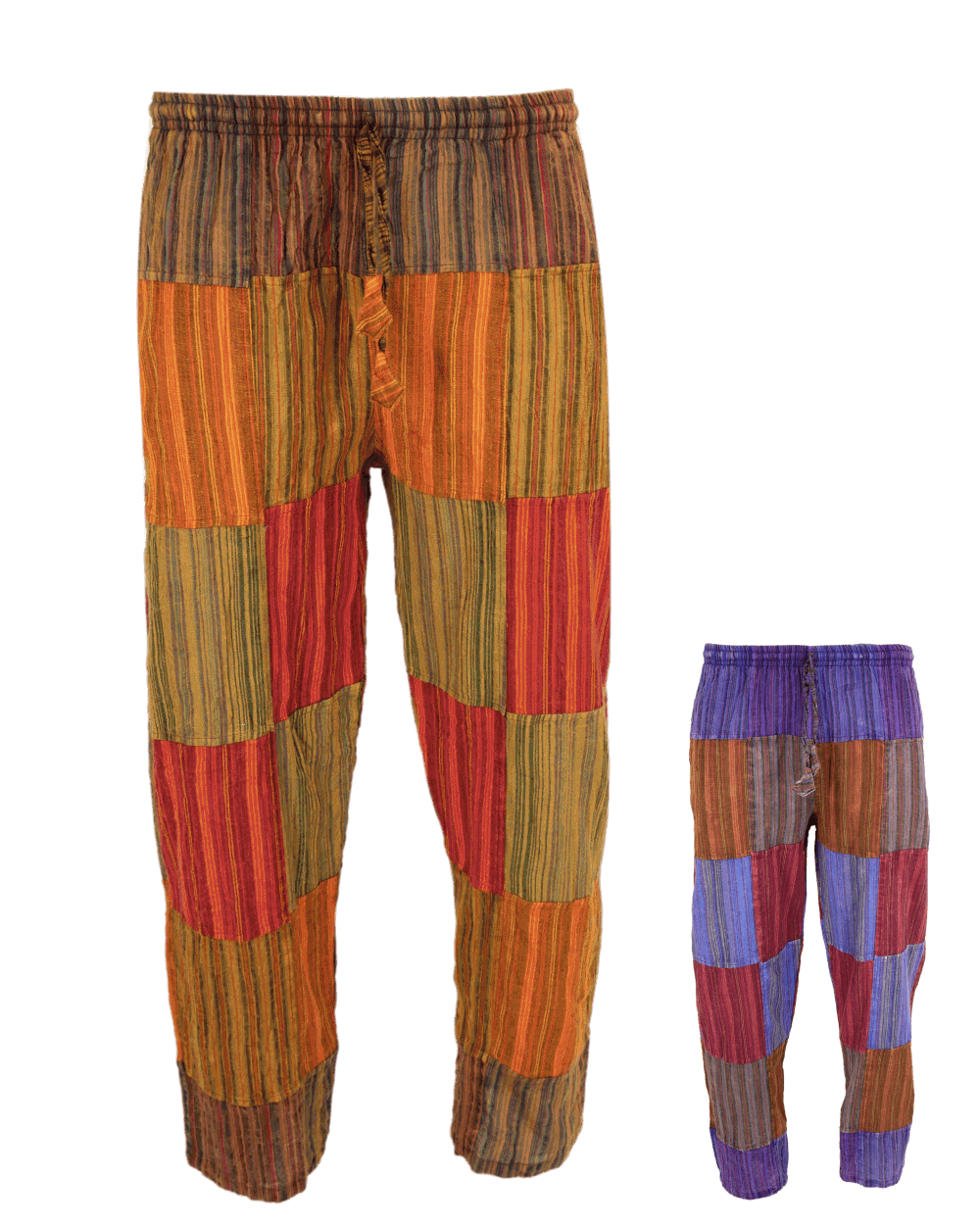 Eco Striped Patchwork Stonewash Trousers | Karma Gear