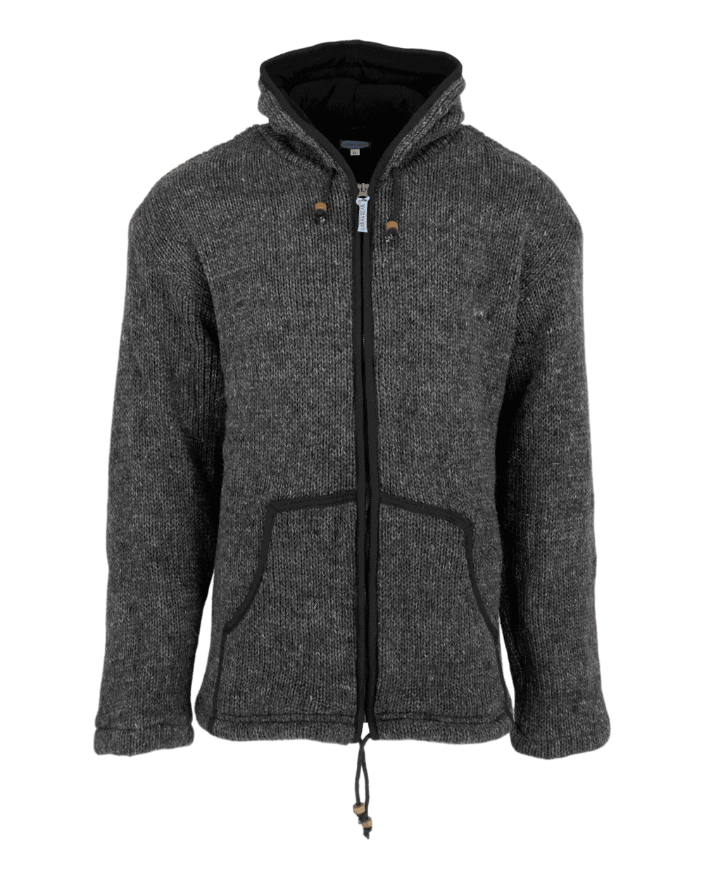 Charcoal Knitted Jacket Zip-off Hood | Karma Gear